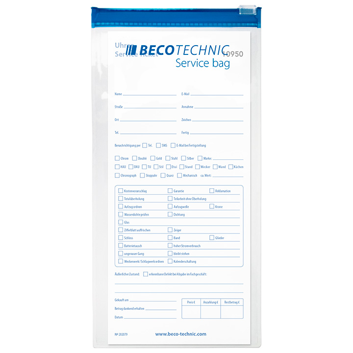 Beco Technic Service-Bag avec fermeture éclair 210 x 105 mm, PVC