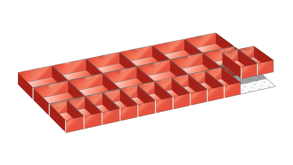 Lista bacs en plastique, kit pour 54 x 27 E avec 75 mm hauteur frontale, 24 pièces