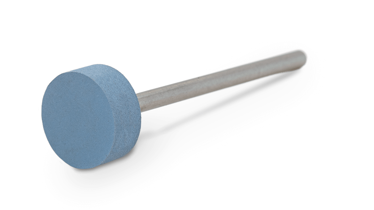Polissoir Universal, bleu clair, roue, Ø 11 x 4 mm, souple, grain fin, tige HP