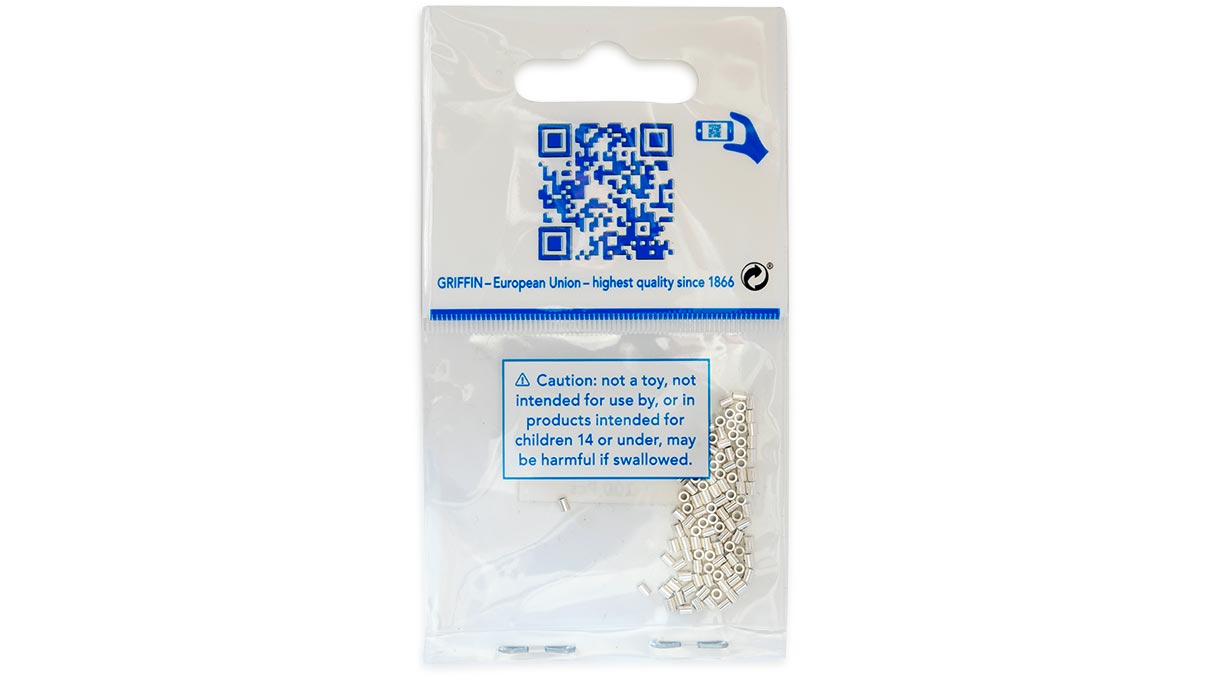 Griffin Tubes à sertir, 925/- argent, Ø extérieur 1,7 mm, longueur 2 mm