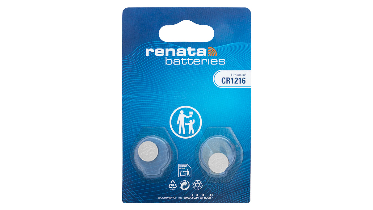 Renata CR1216 Pile bouton lithium, 3 V, non rechargeable, blister de 2 unités