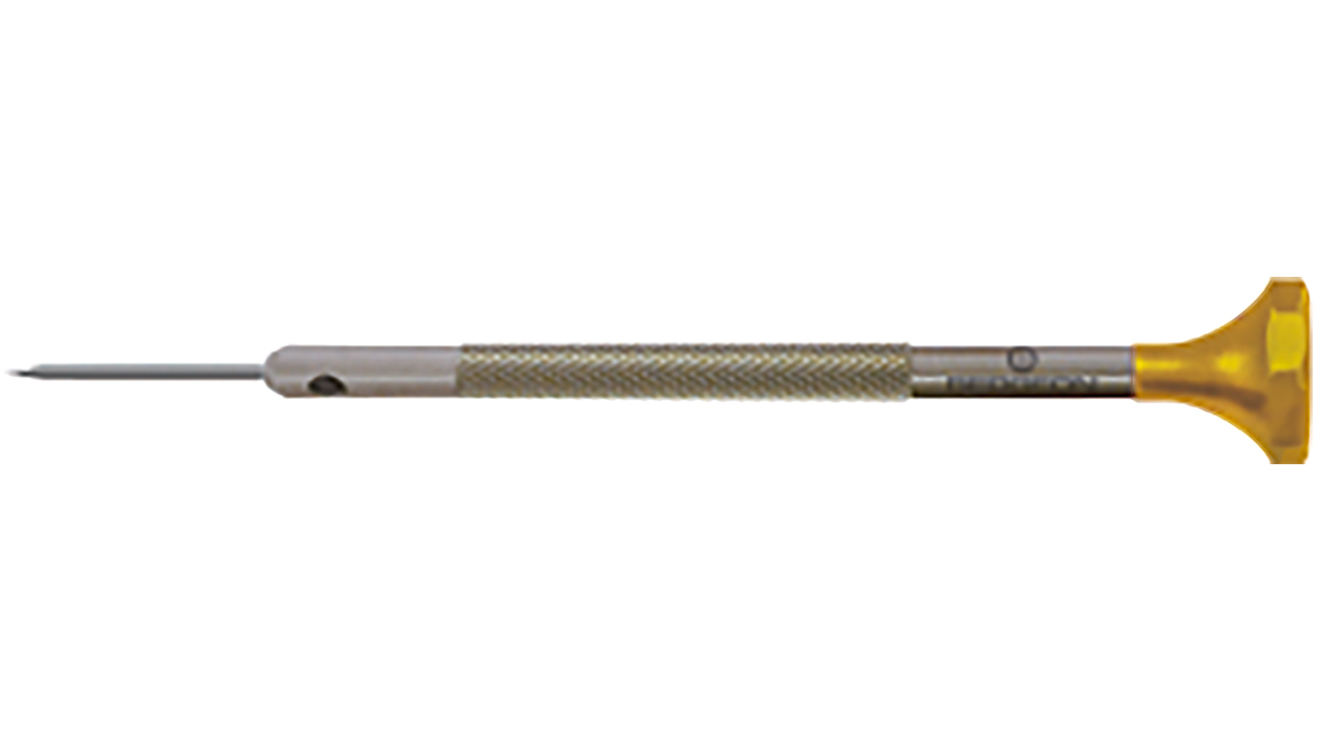 Bergeon 30081-180 Tournevis d'horloger en acier inox, Ø 1,80 mm, jaune, tête ergonomique en matière
synthétique POM autolubrifiant