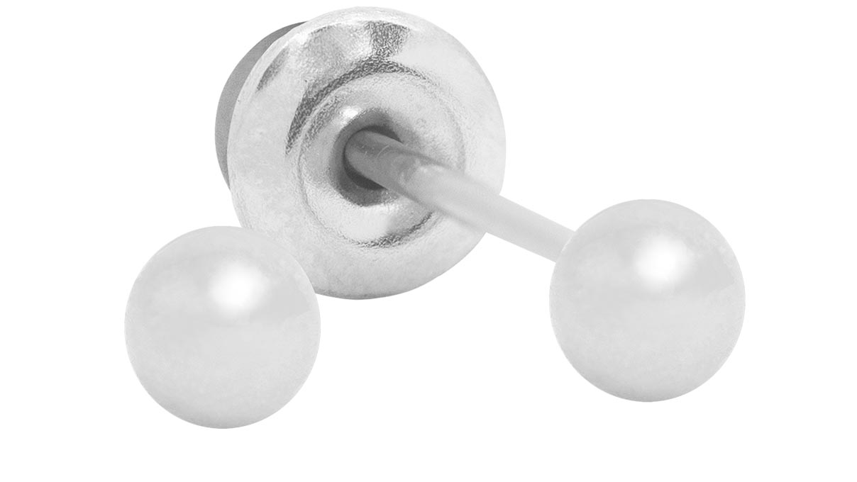 QPP Ohrstecker A1, Ball Ø 3 mm, Edelstahl weiß, 1 Paar