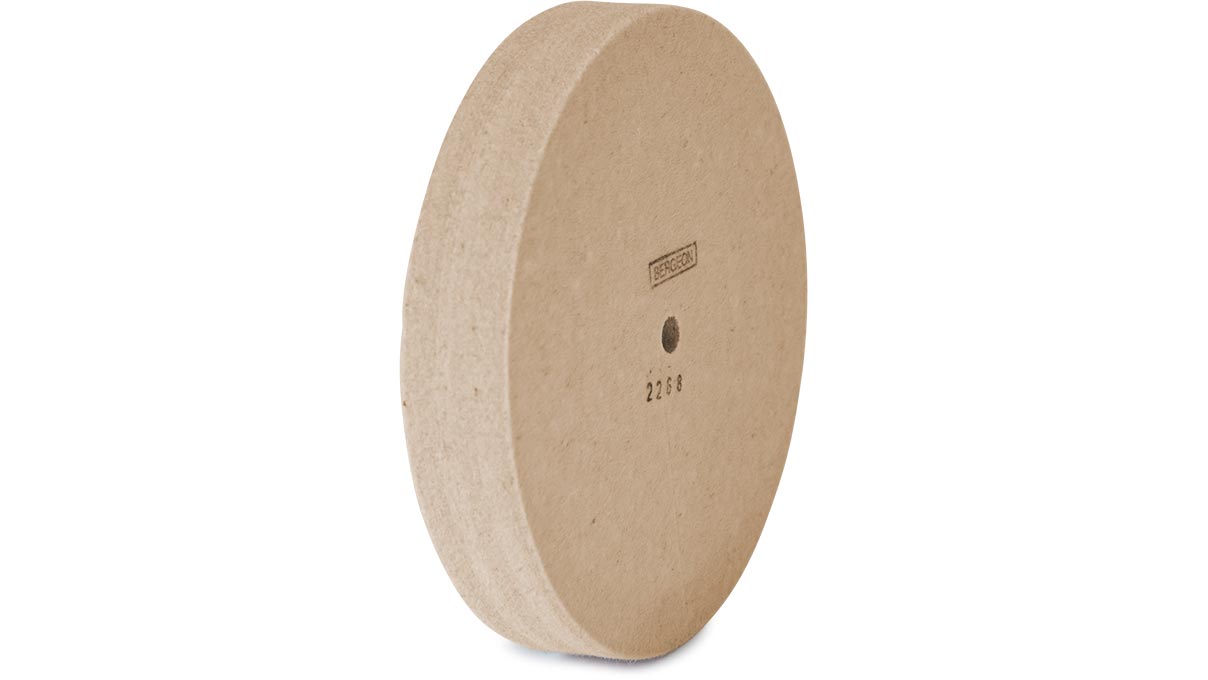 Bergeon 2268 disque en feutre, feutre de laine, blanc, Ø 150 x 25 mm, perçage Ø 10 mm