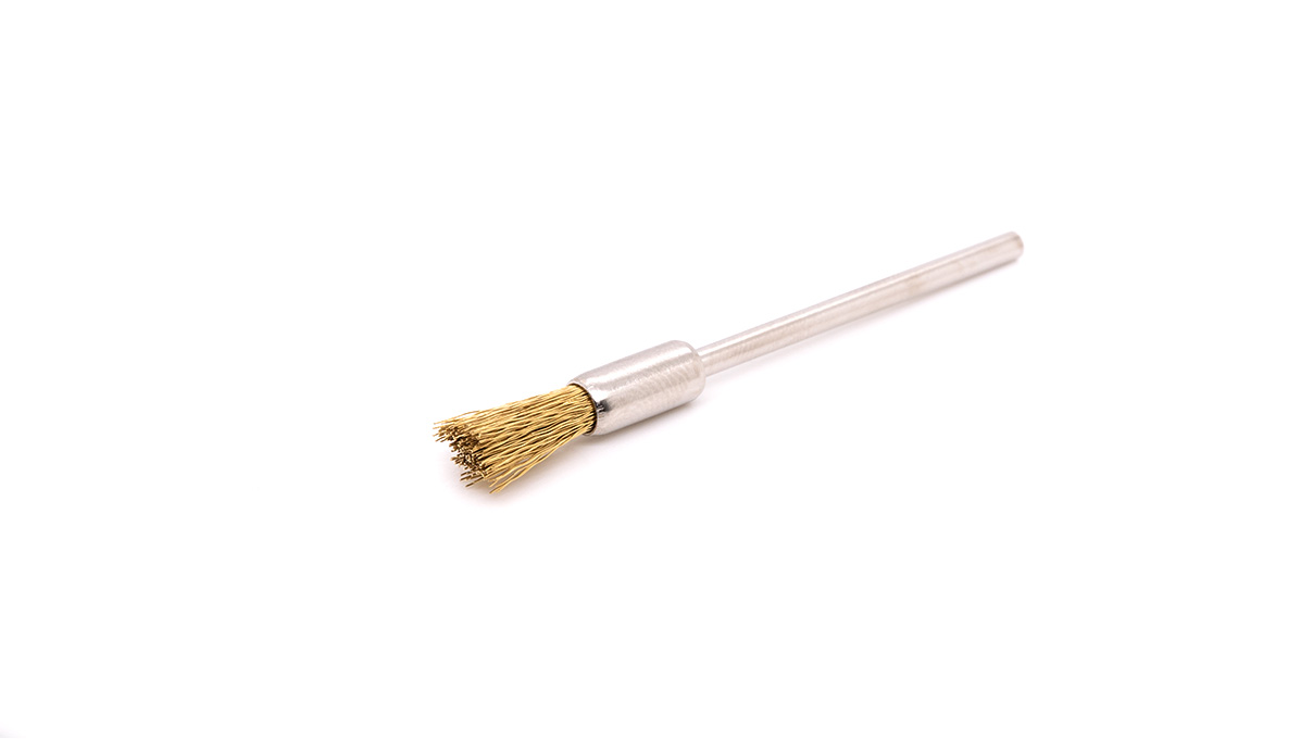 Brosse pinceau avec pièce à main, laiton, fil Ø 0,15 mm, tige HP