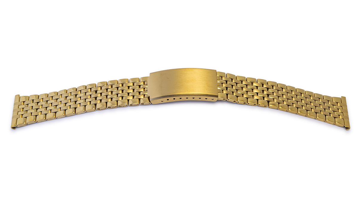Bracelet de montre Elegance, acier inoxydable en or PVD, largeur 16 mm, cornes 20 mm, longueur 185 mm