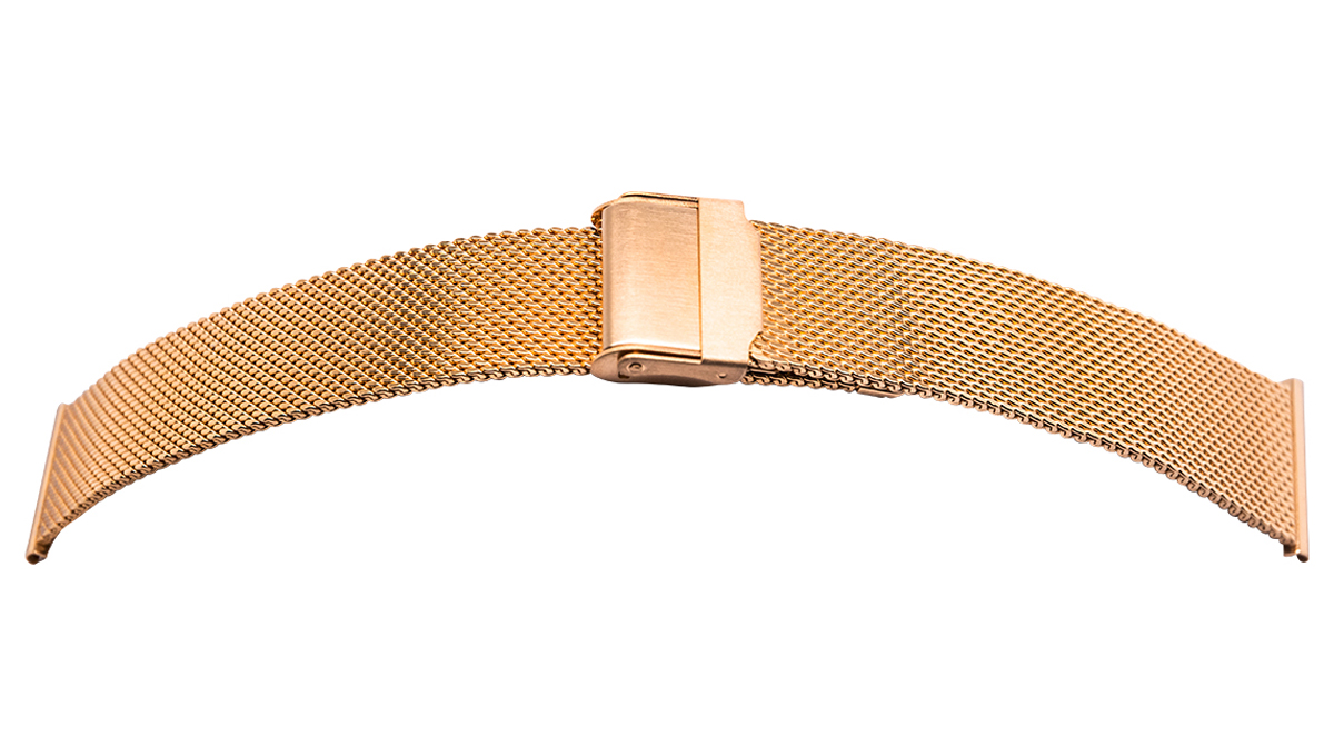 Bracelet en métal PVD doré, Milanaise, extrémités 18-20 mm, largeur 18 mm