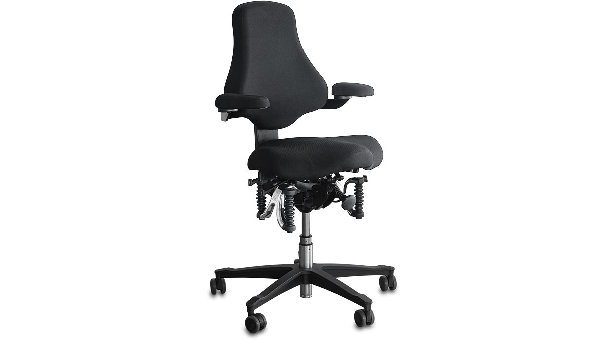 Bioswing OneUP Siège de travail avec siège selle, hauteur 42 - 52 cm, accoudoirs 180°, roulettes souples