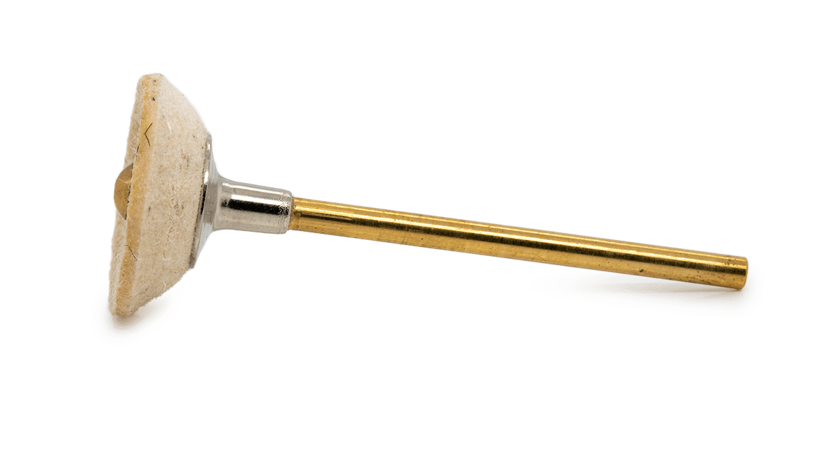Polissoir de feutre, blanc, roue, Ø 21 x 6 mm, tige HP