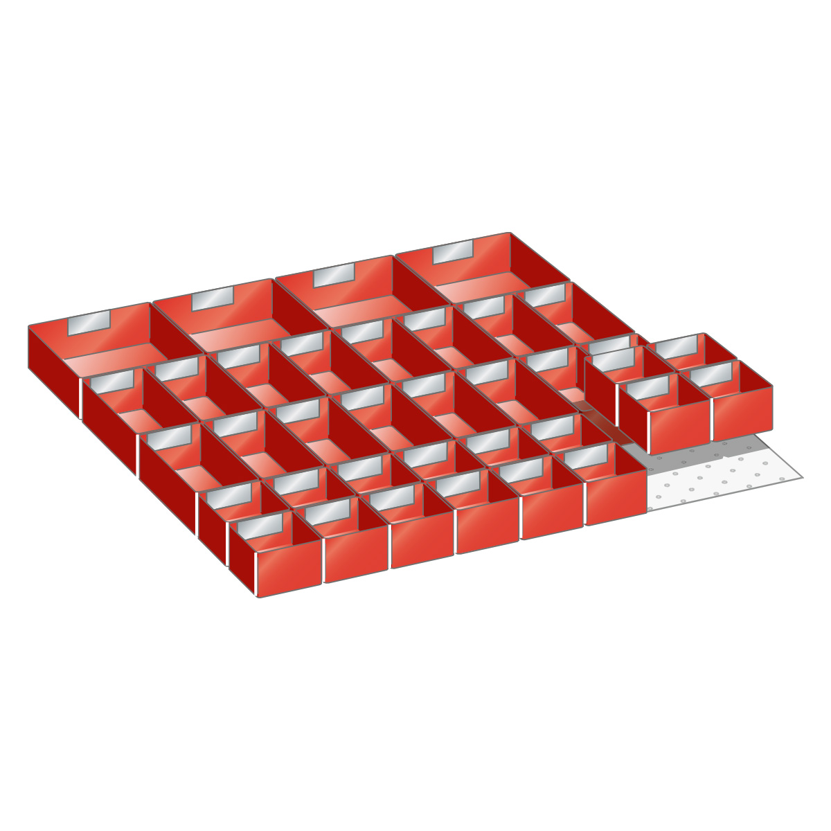 Matériel de subdivision Lista pour 36 x 36 E, 75 mm hauteur frontale, 36 bacs