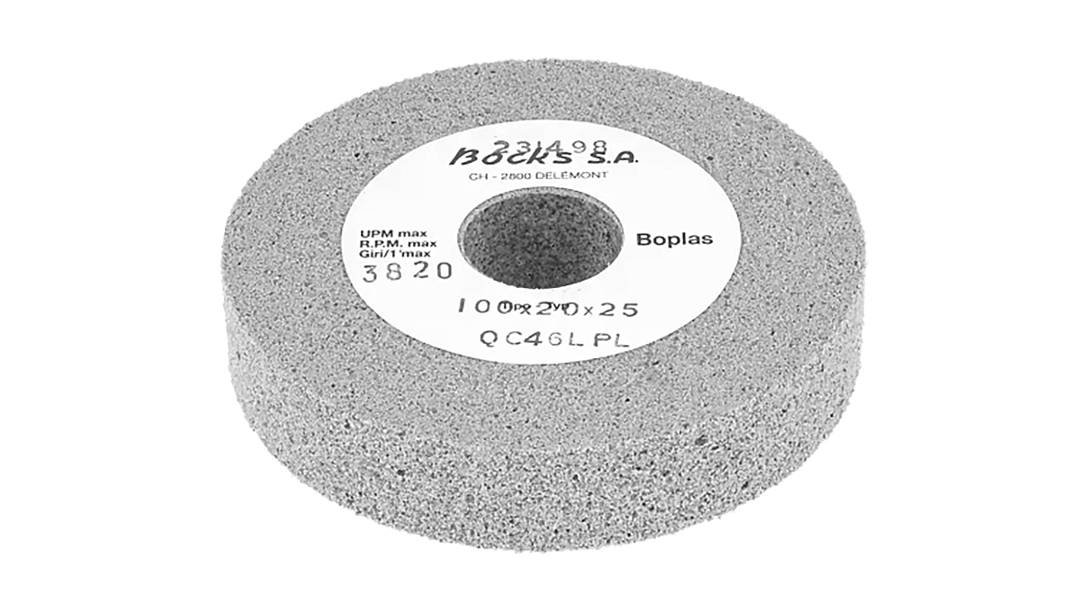 Boplas meule abrasive en caoutchouc QC 46 LPL, gros grain, Ø 100 mm, alésage 25 mm, largeur 20 mm