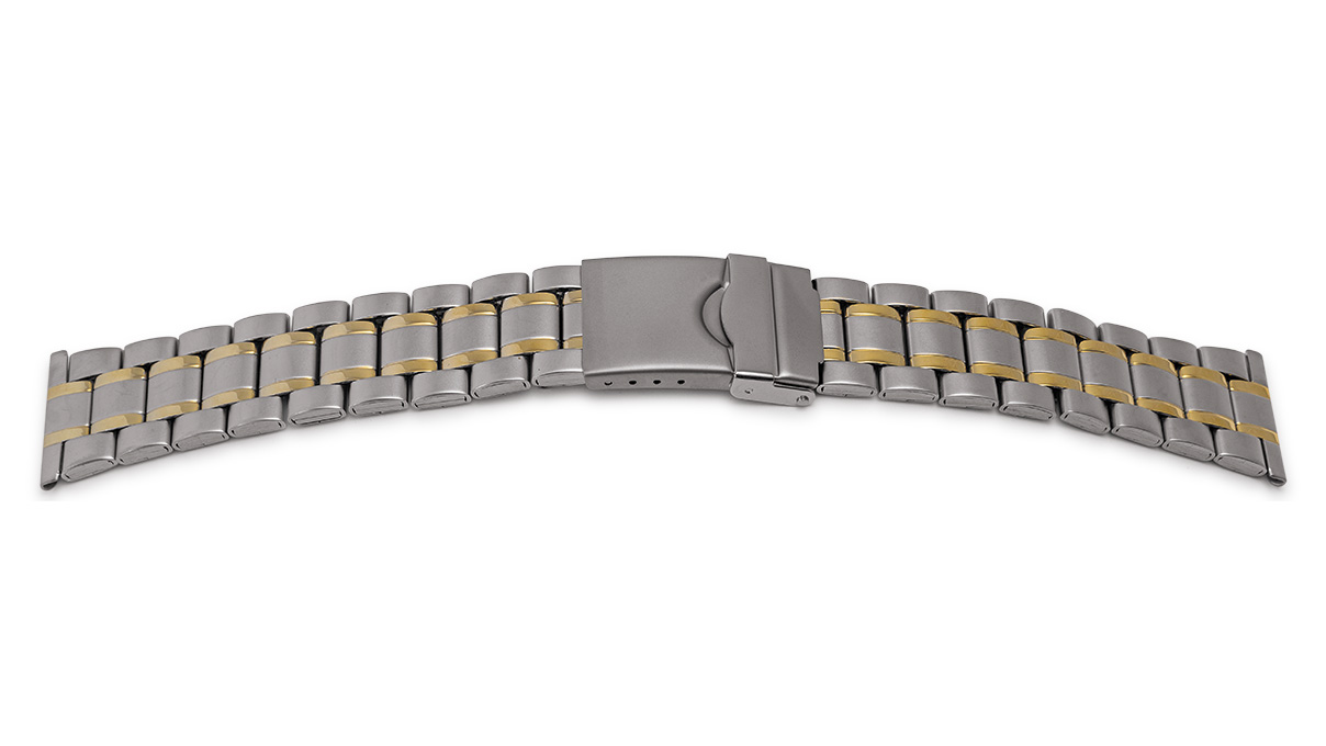 Bracelet métallique, acier inoxydable, plié, largeur d'attache 20 - 22 mm