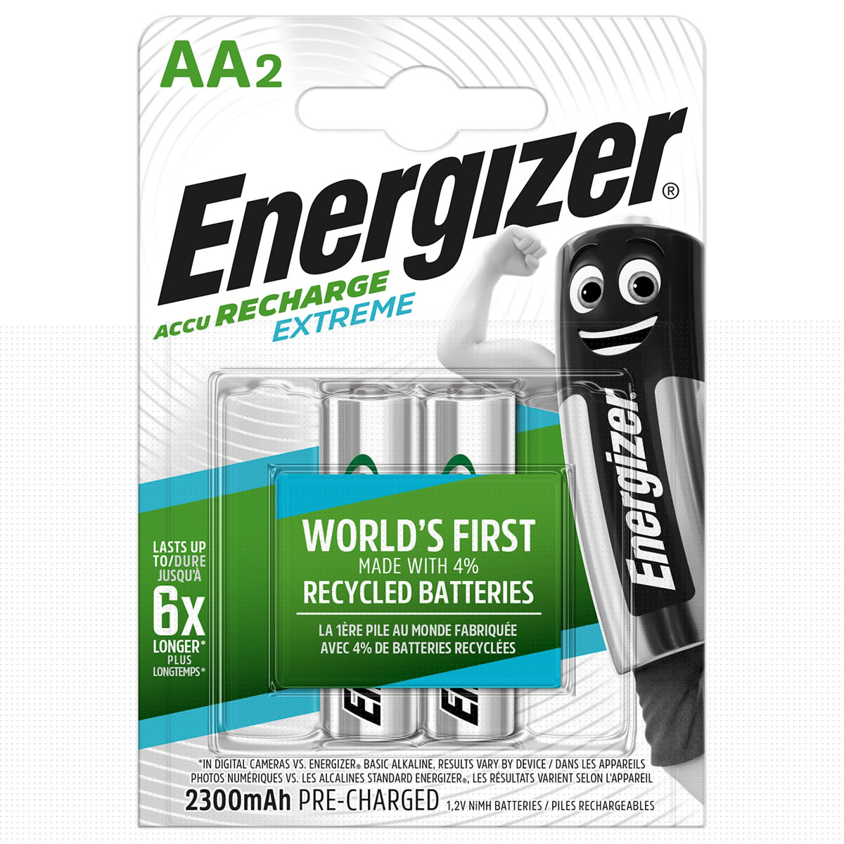 Energizer 2 Mignon accumulateurs Recharge Extreme 1,2 volt 2300 mAh dans un blister AA/LR6