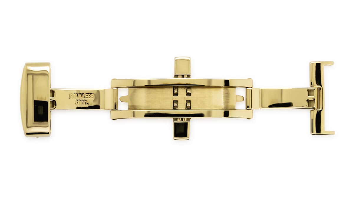 Boucle déployante papillon pour bracelets en cuir, doré, 22 mm