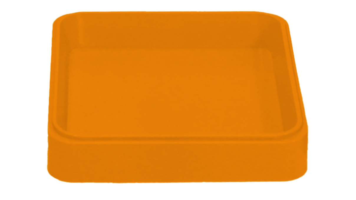 Bergeon 2378 C O Plateaux carrés en matière synthétique, résistant aux acides, orange, 50 x 50 x 10 mm