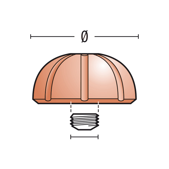 Couronne Baroque 919 BA, 3 microns rosé, Ø 4,0, tubus 2,5, filetage 0,9, étanche
