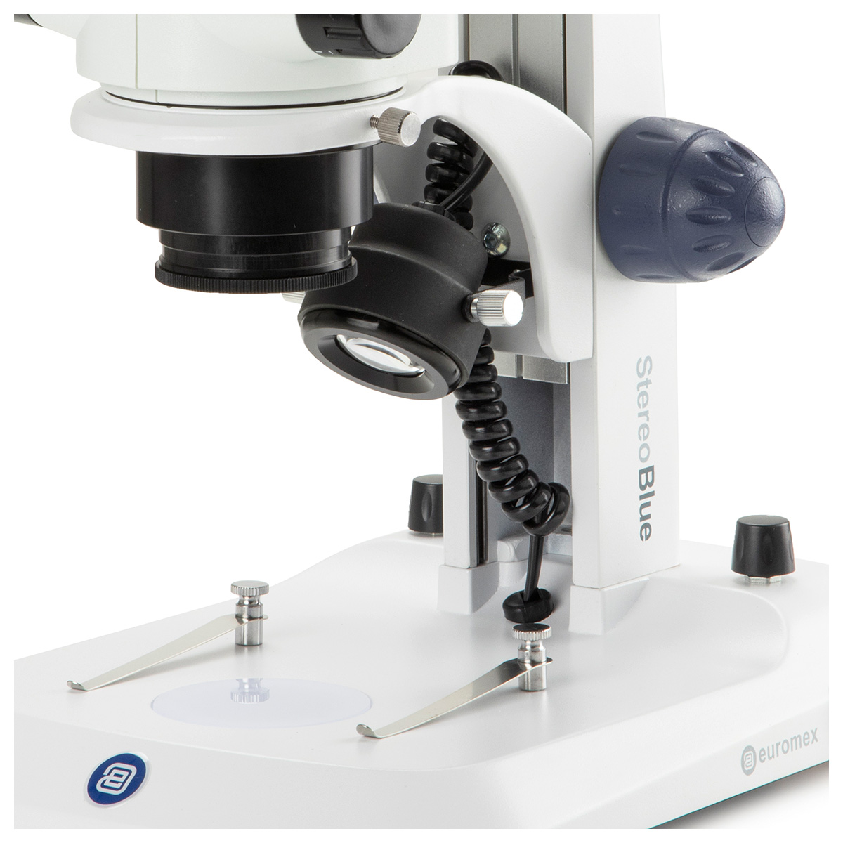StereoBlue microscope stéréoscopique, statif à crémaillère, éclairage LED, objectif zoom 0,7 - 4,5x