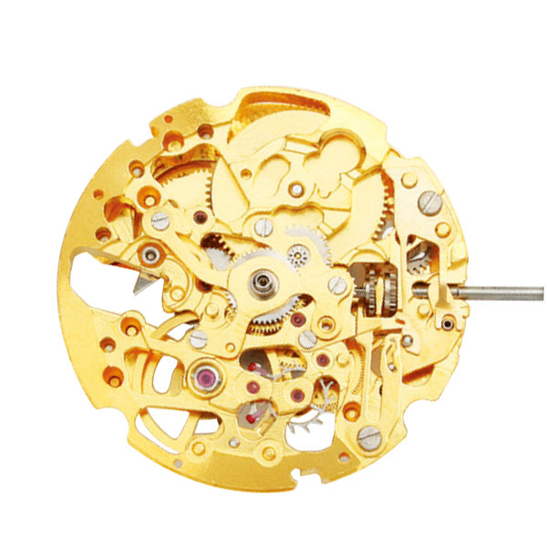 Mvt. Miyota 8N24 11 1/2''' SC SKELETON MECH AUT - Remontoir manuel - Plaqué or