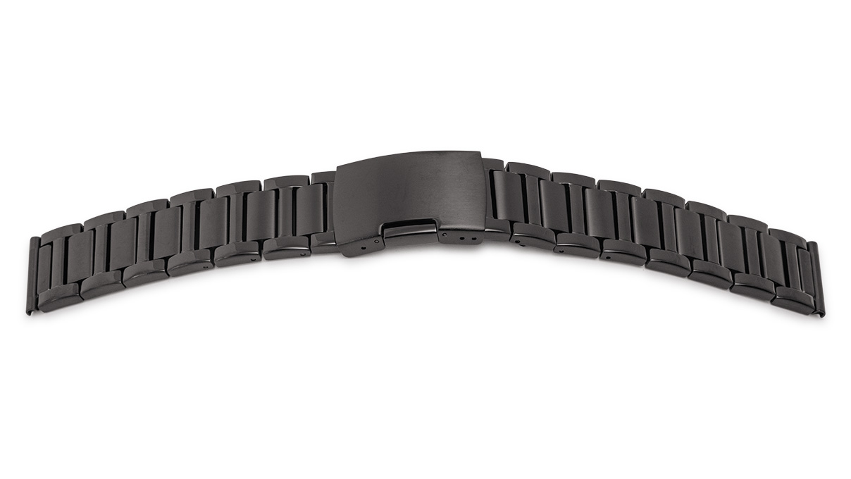 Bracelet métallique PVD noir, aspect massif, anse 20 - 22 mm