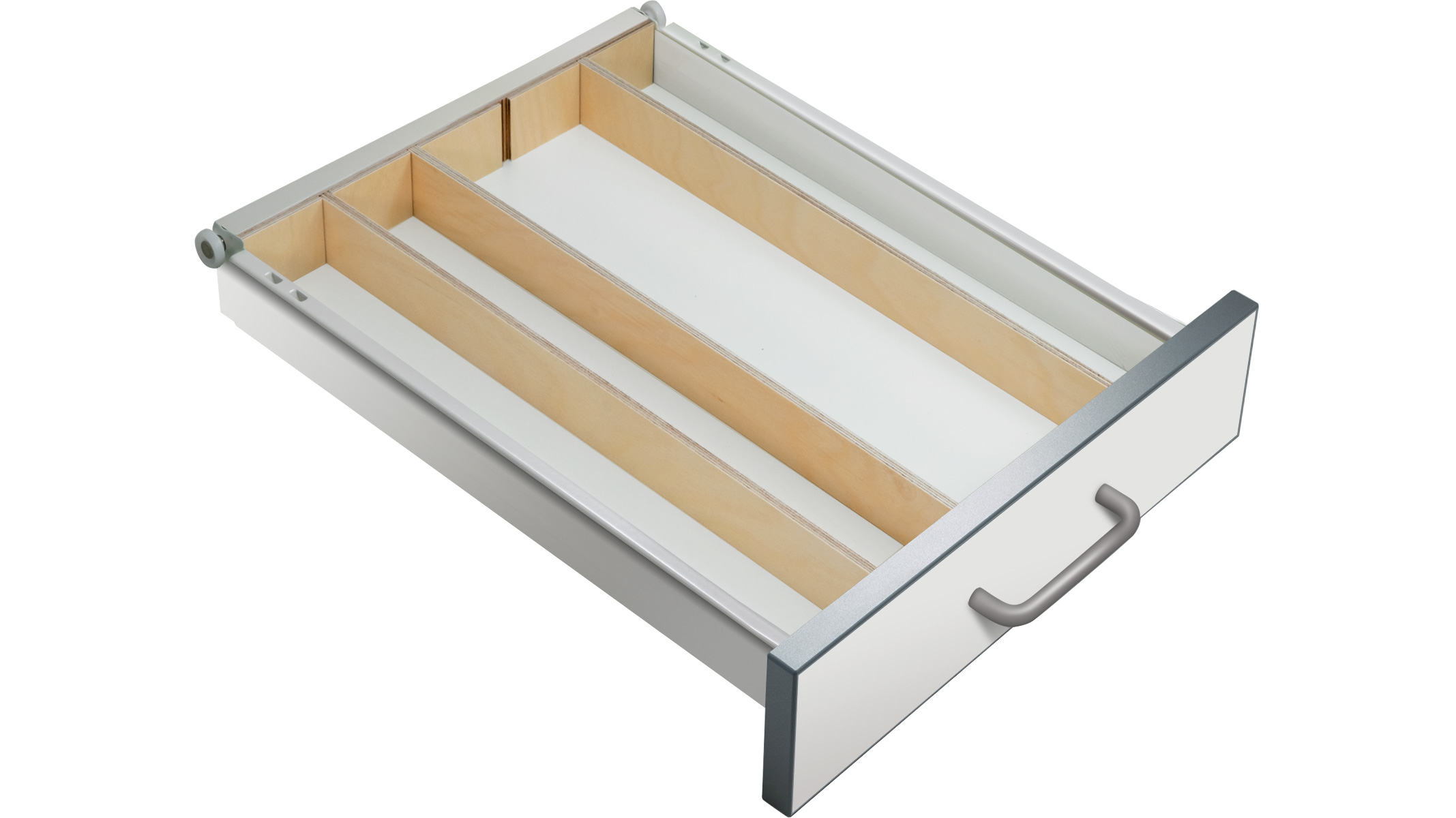 Insert pour tiroirs à extension totale et fermeture souple, compartiments, bois, pour Ergolift Evolution 140 cm