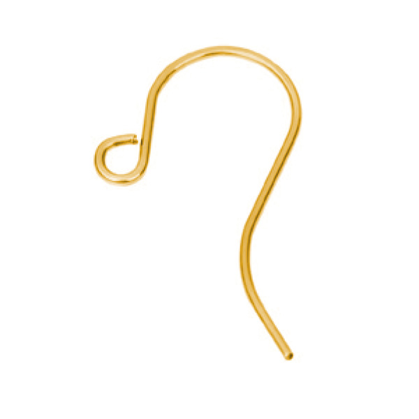 Crochet auriculaire avec boucle, fil 0,8 mm, 925/- argent, plaqué or