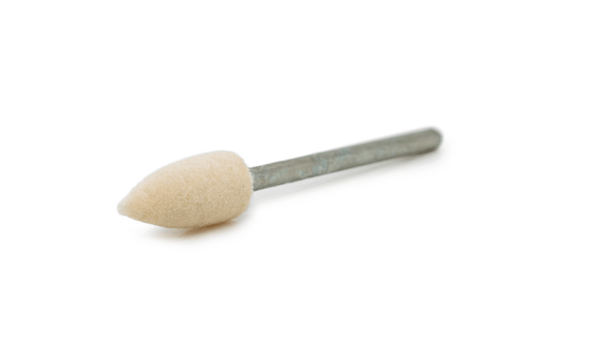 Polissoir de feutre, blanc, pointe, Ø 6 x 15 mm, tige HP