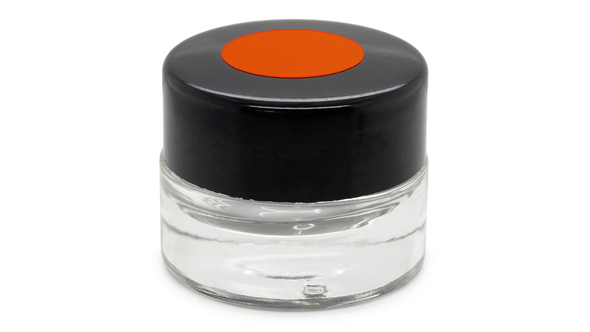 Récipient pour électrolytes, verre, avec couvercle à vis en plastique, rouge, Ø 35 mm