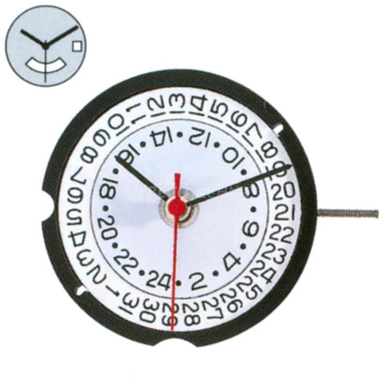 Mvt. Ronda 505.24D H1 10 1/2''' DATE3 SC, 24H, DUAL TIME (by disk) Quartz (371 | SR920SW) - Powertech