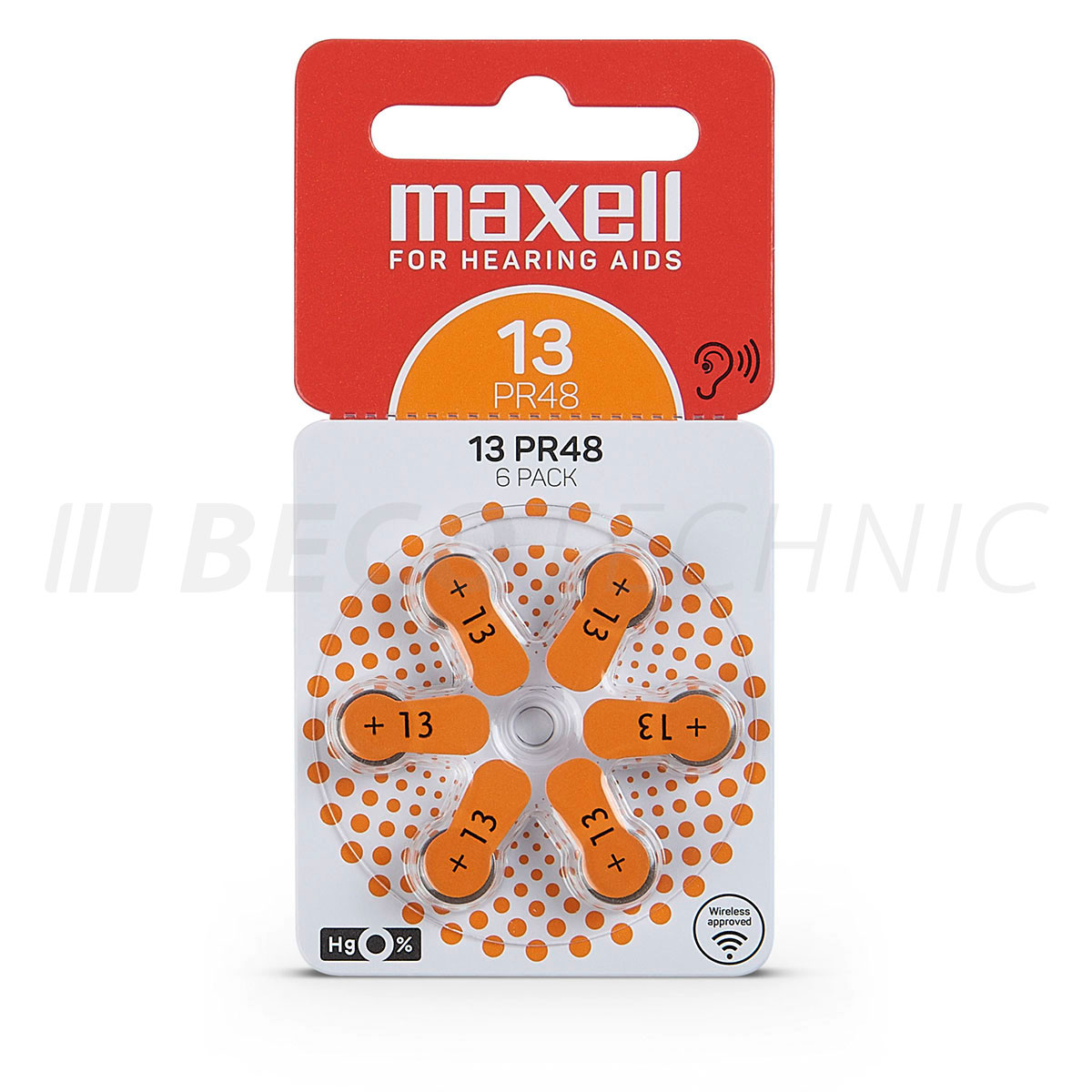 Maxell 6 piles auditives No. 13, plaquette