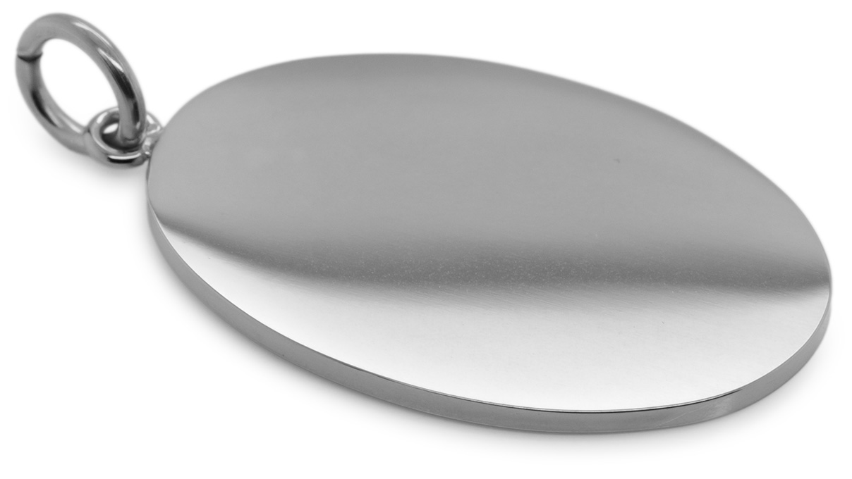 Gravurplatte Edelstahl, oval 35 x 20 x 1,4 mm, Anhänger