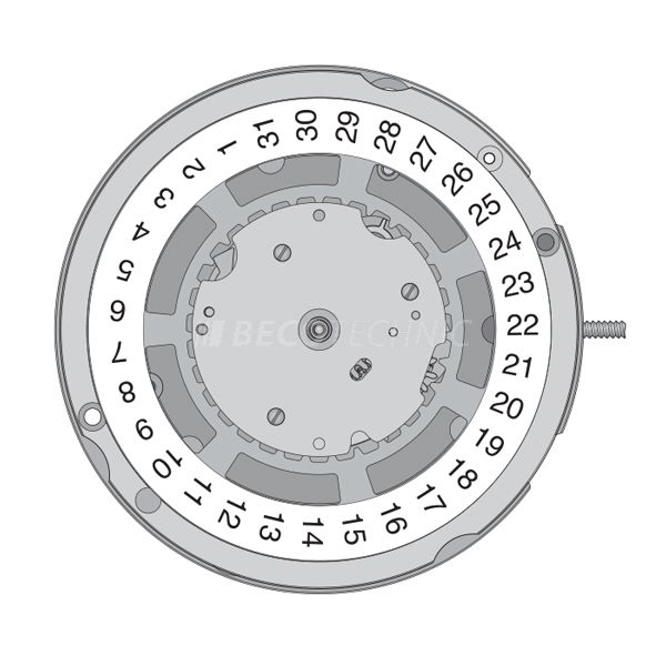 Mvt. ETA A07.111 H1 SC DATE 3 blanc/noir