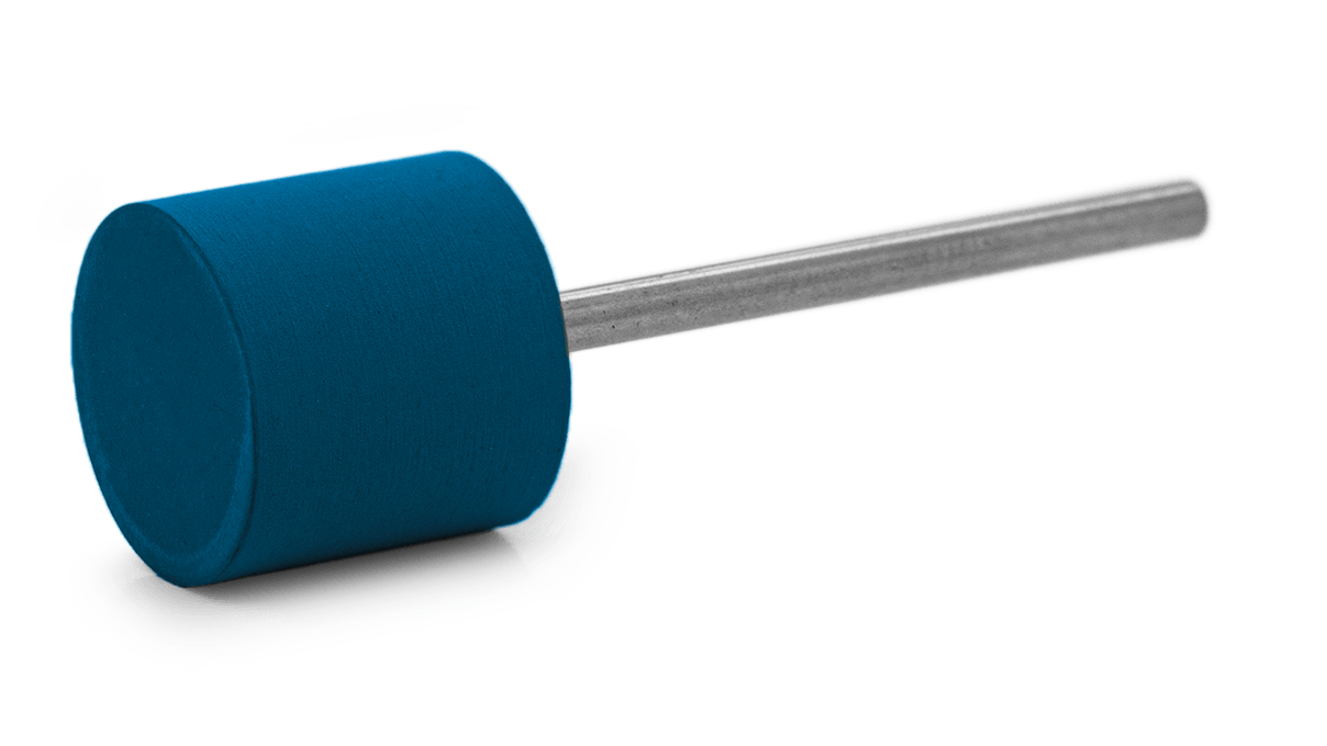 Polissoir Eveflex, bleu foncé, cylindre, Ø 14 x 12 mm, dur, grain très grossier, tige HP