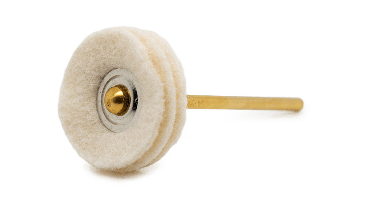 Roue de polissage, feutre de laine, blanc, Ø 21 mm, très doux, tige HP