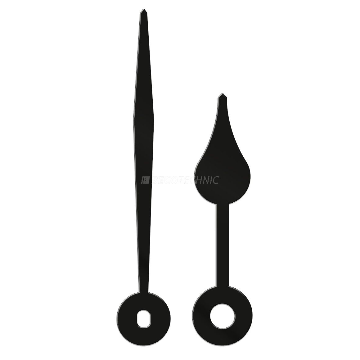 Paire d'aiguilles, poire, longueur 73 mm,
aluminium, noir, pour grandes horloges