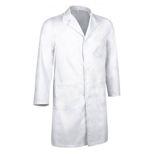 Blouse de travail, blanc, 3 poches , fermeture par boutons pression, coton / polyester, taille: N°0 (36-38), lavable à 90°C