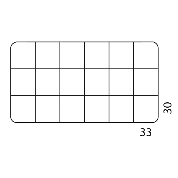 Boîte de rangement à 18 compartiments, chacun 33 x 30 x 16 mm, avec couvercle à charnières