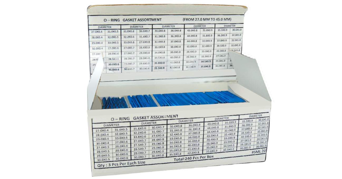Assortiment de 240 O-Ring joints, 80  dimensions différentes, 3 pièces chacune (Ø 27 - 45 mm / 0,4 - 1
mm)
