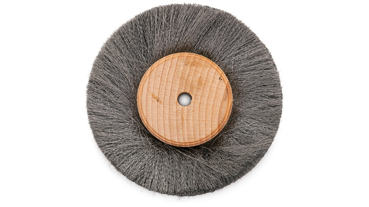 Brosse circulaire, acier, Ø 80 mm, fil 0,1 mm, avec noyau en bois