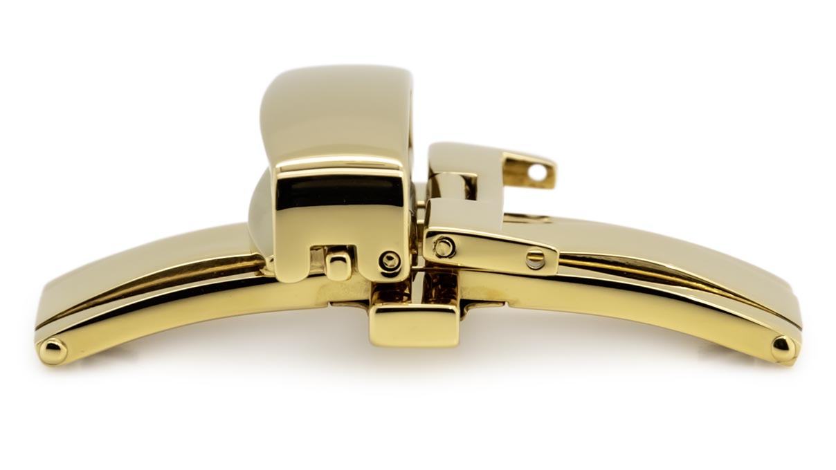 Boucle déployante papillon pour bracelets en cuir, doré, 22 mm