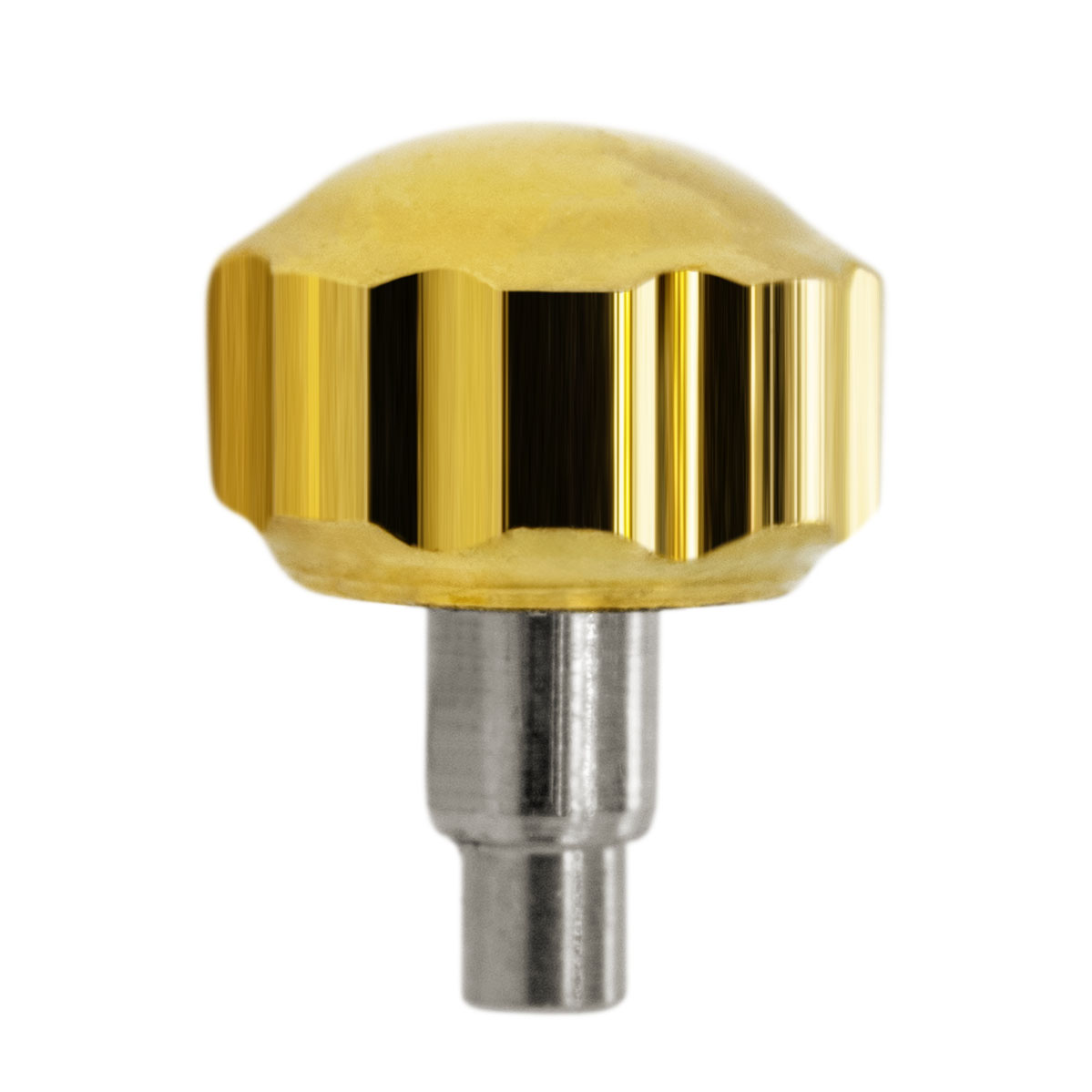 Couronne à vis, PBM, 3 microns jaune avec tubus/joint, hauteur  3,5, Ø 4,5, tubus 2,5, filetage 0,9, étanche