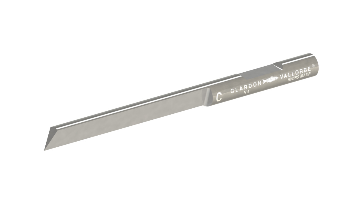 Echoppe carbure, couteau 30°, longueur 45 mm, pour mandrin Ø 3,2 mm