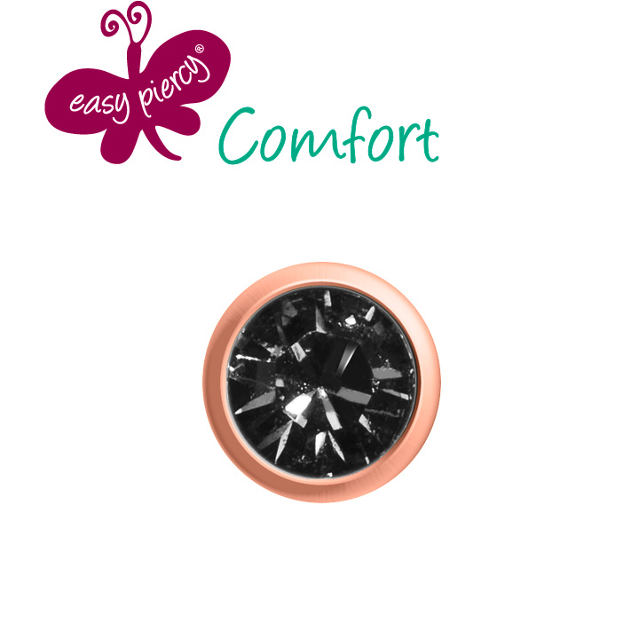 Easy Piercy Comfort 1 paire de boutons d'oreilles Ø 3,95 mm, or rose, imitation onyx