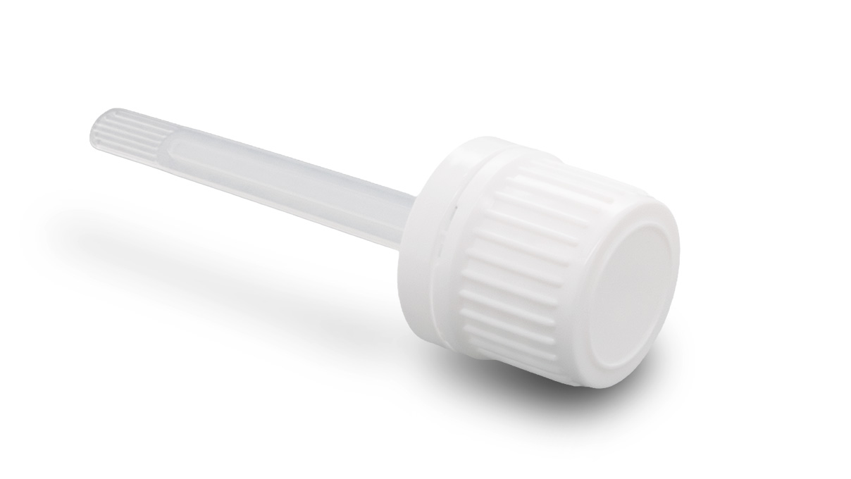 Bouchon avec pinceau applicateur intégré pour flacons d’acide d’essai, blanc