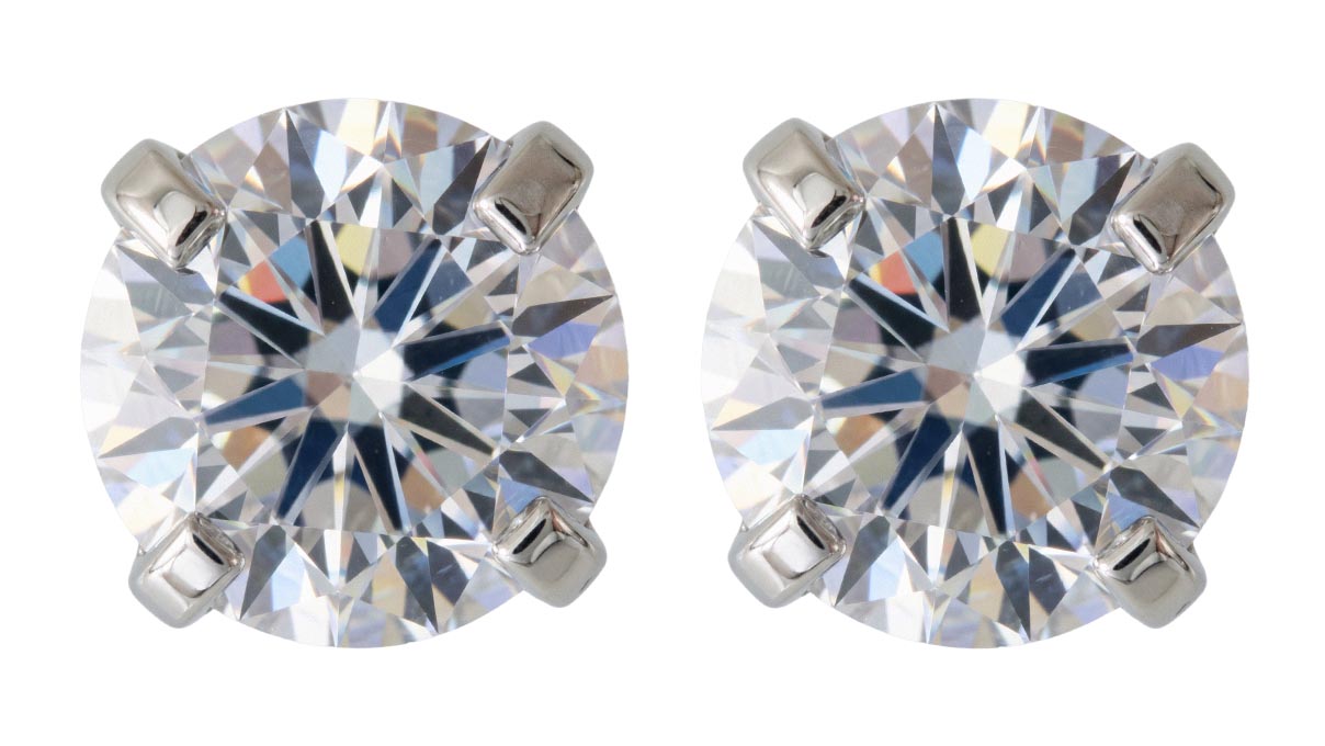 QPP puces d'oreilles A75, chaton Ø 4 mm, zircone blanche, inox blanc, 1 paire