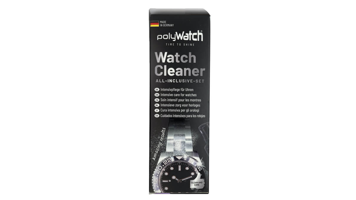polyWatch Watch Cleaner, set avec spray de nettoyage et 2 chiffons de polissage, présentoir de vente