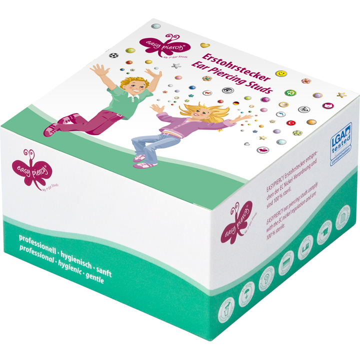 Easy Piercy Comfort 1 paire de boutons d'oreilles Ø 3,95 mm, doré, imitation rubis