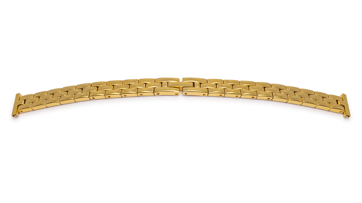 Bracelet métallique, acier inoxydable, poli, doré, plié, anse 8 - 12 mm