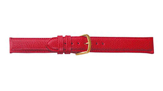 Bracelet de montre, Sophia, Cuir de veau, 20 mm, Rouge, Boucle Plaqué or