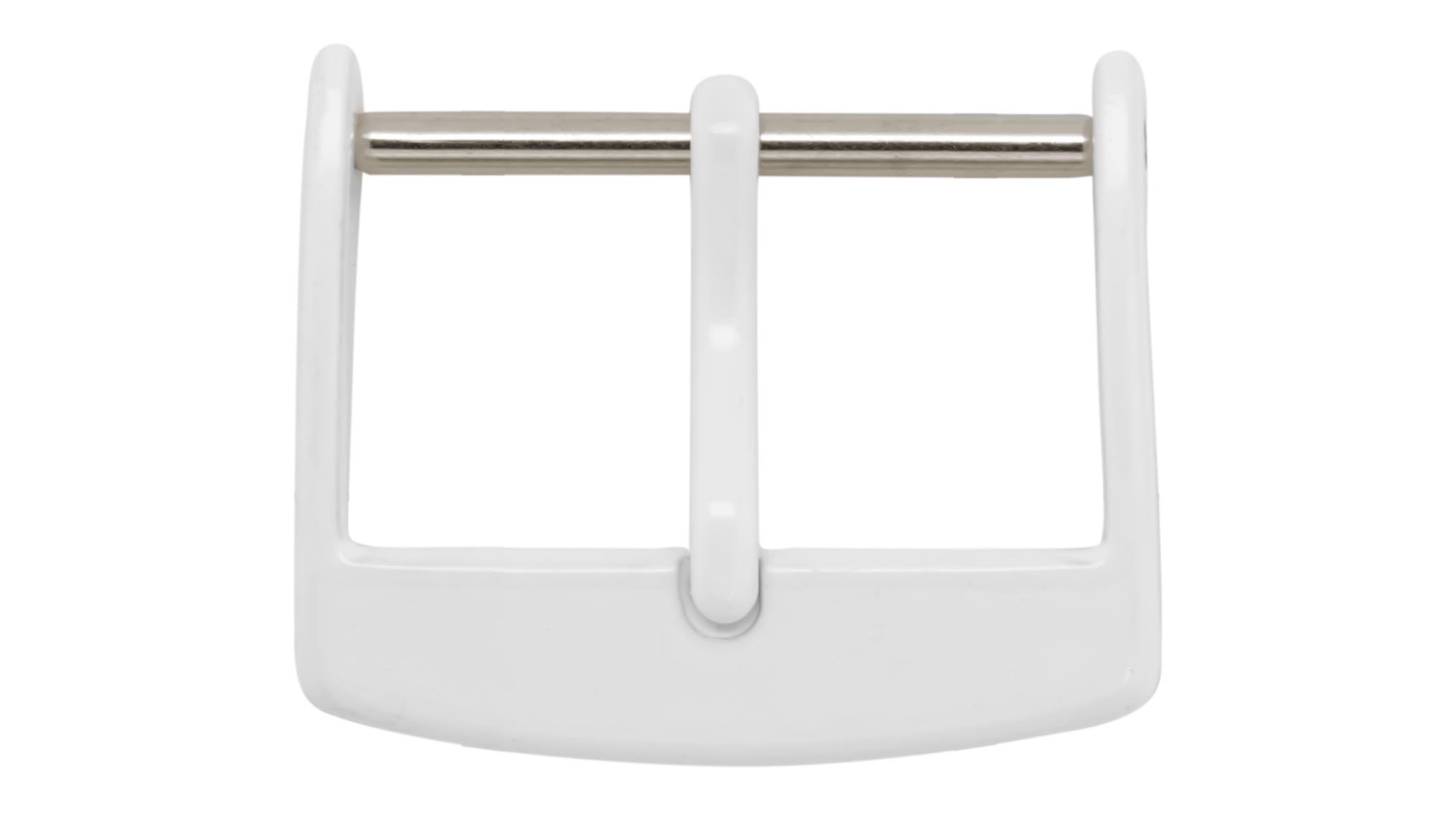 Boucle ardillon pour bracelet cuir, revêtement plastique blanc, 16 mm