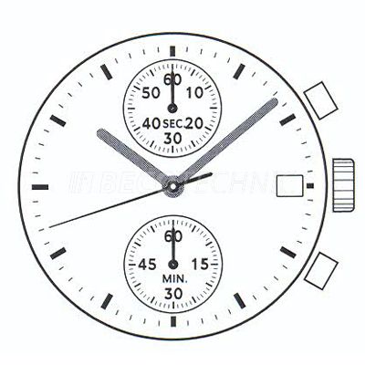 Mvt. SHI VD51 B 12 3/4``` CHR SC 2EYES MIN DATE3 Quartz